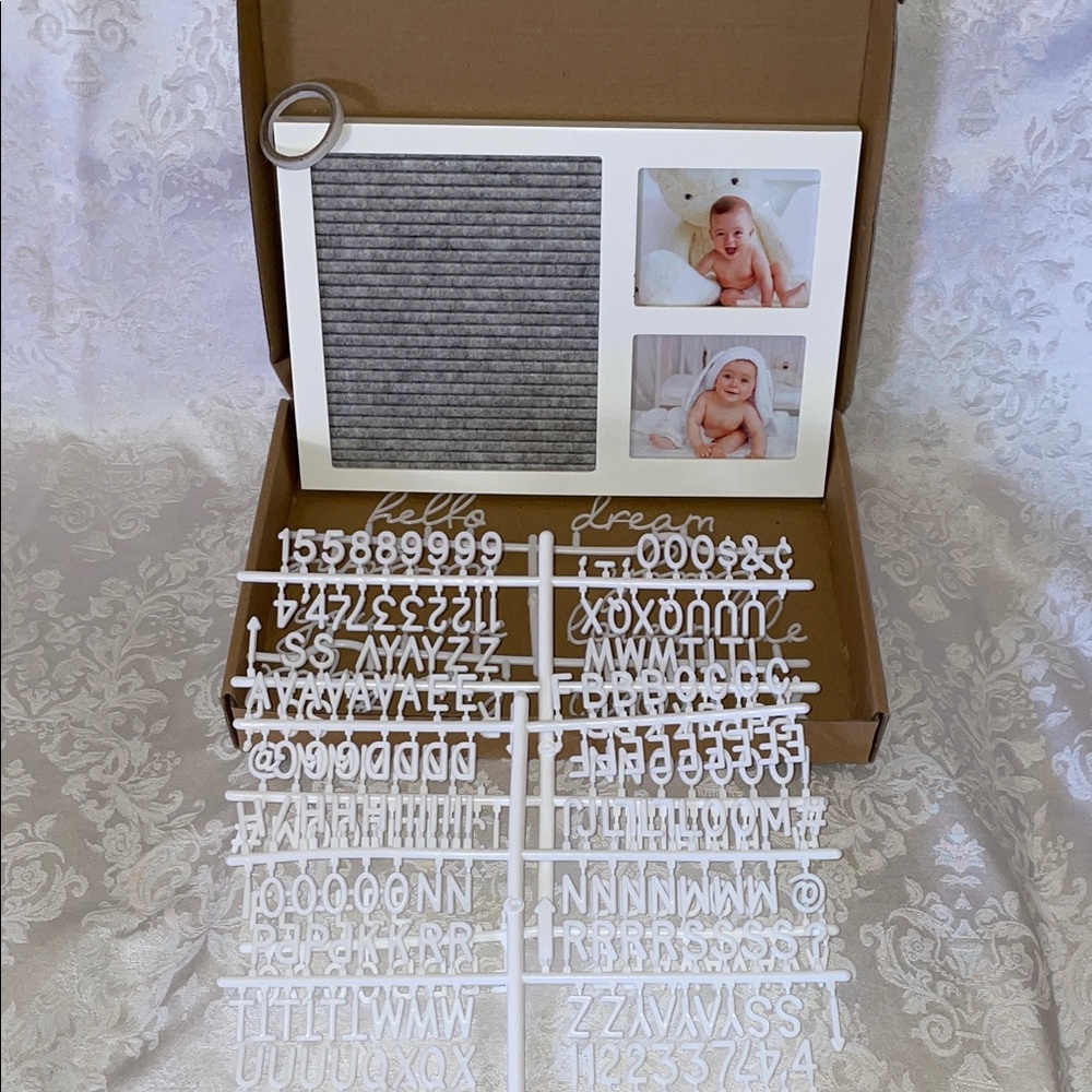 NIB Letter Board with White Letters & Photo Frame